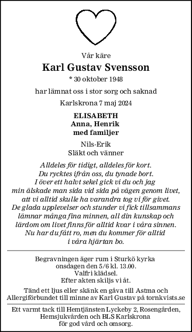 Familj Dödsannonser Blekinge Läns Tidning