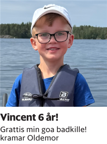 Grattis min goa badkille! kramar Oldemor
Borås Tidning

Publiceringsdag: 20250731
Uppdaterad: 2025-07-18 13:13:36