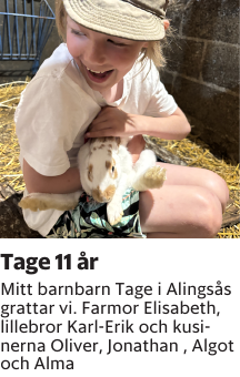 Mitt barnbarn Tage i Alingsås grattar vi. Farmor Elisabeth, lillebror Karl-Erik och kusinerna Oliver, Jonathan , Algot och Alma
Barometern-Ot

Publiceringsdag: 20251004
Uppdaterad: 2025-09-24 07:38:02