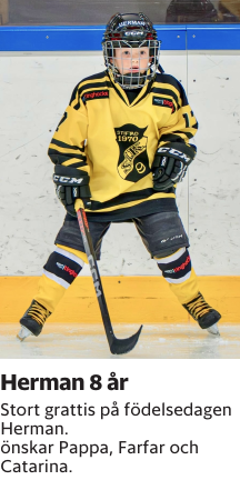 Stort grattis på födelsedagen Herman.önskar Pappa, Farfar och Catarina.
Blekinge läns Tidning

Publiceringsdag: 20251103
Uppdaterad: 2025-10-29 08:16:42
