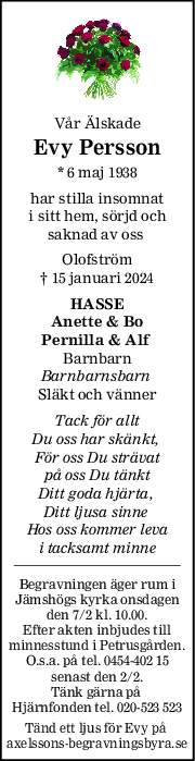 Familj - Dödsannonser - Blekinge Läns Tidning